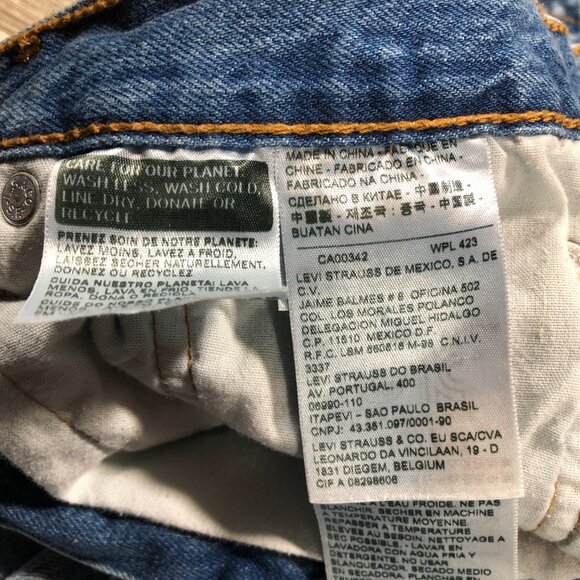 Levis 501 CT Jeans Mens 34x27 Light Stonewash Distressed Button Fly Taper - Picture 12 of 13